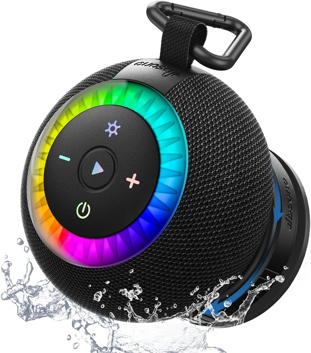  dbsono F33 Portable Speaker Black 10W Bluetooth 5.4 IPX7 360° Suction Cup RGB — product photo