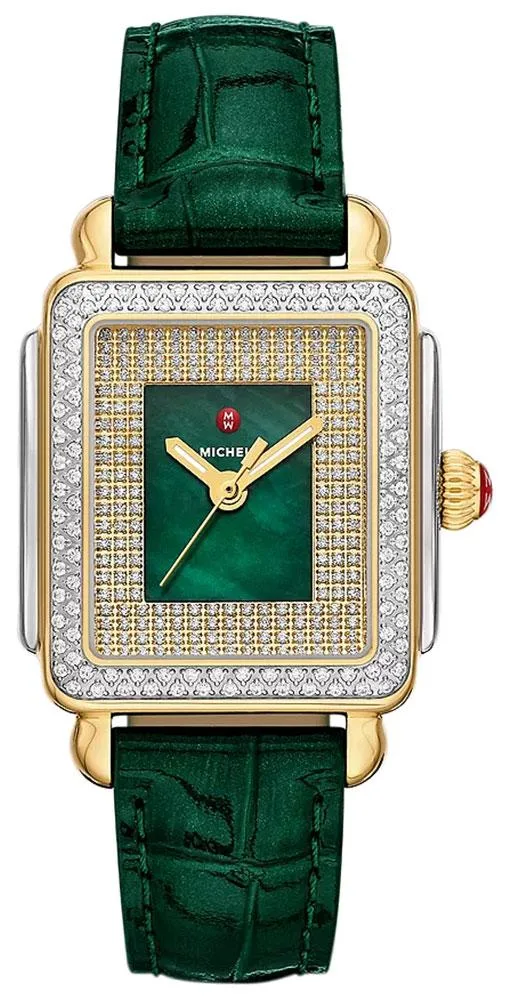 Michele Michele MWW06G000048 Deco Madison Mid 31 mm Green Mother-of-Pearl Diamond Watch — product photo