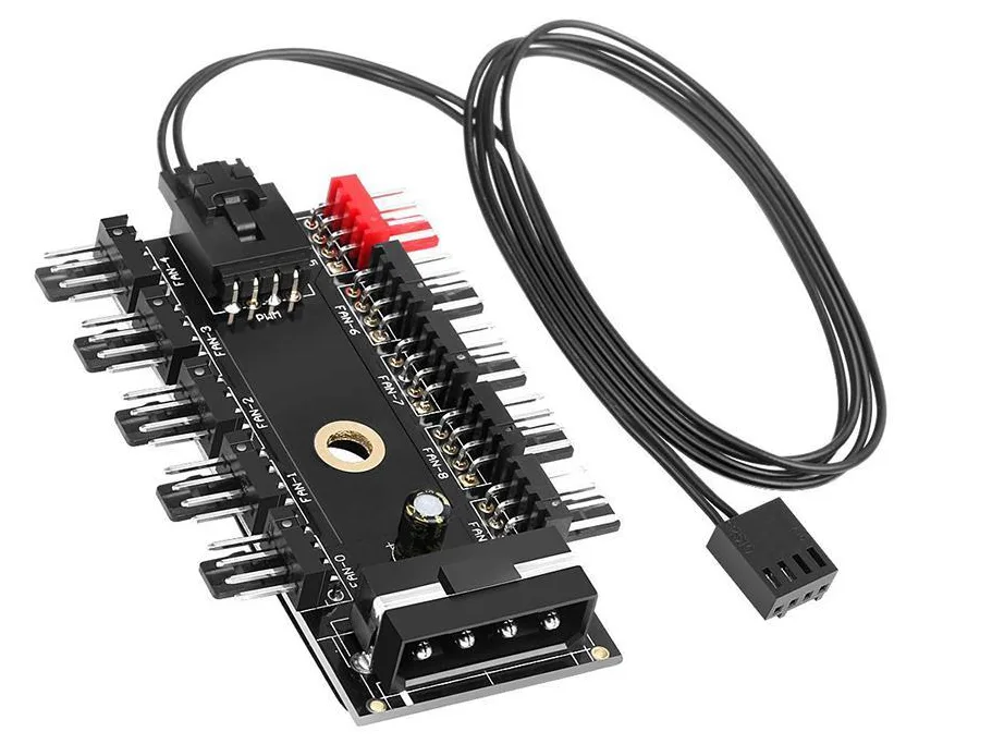 Corn Electronics Corn Electronics 10 Port PWM 4-pin Fan Hub Splitter 60 cm cable — product photo