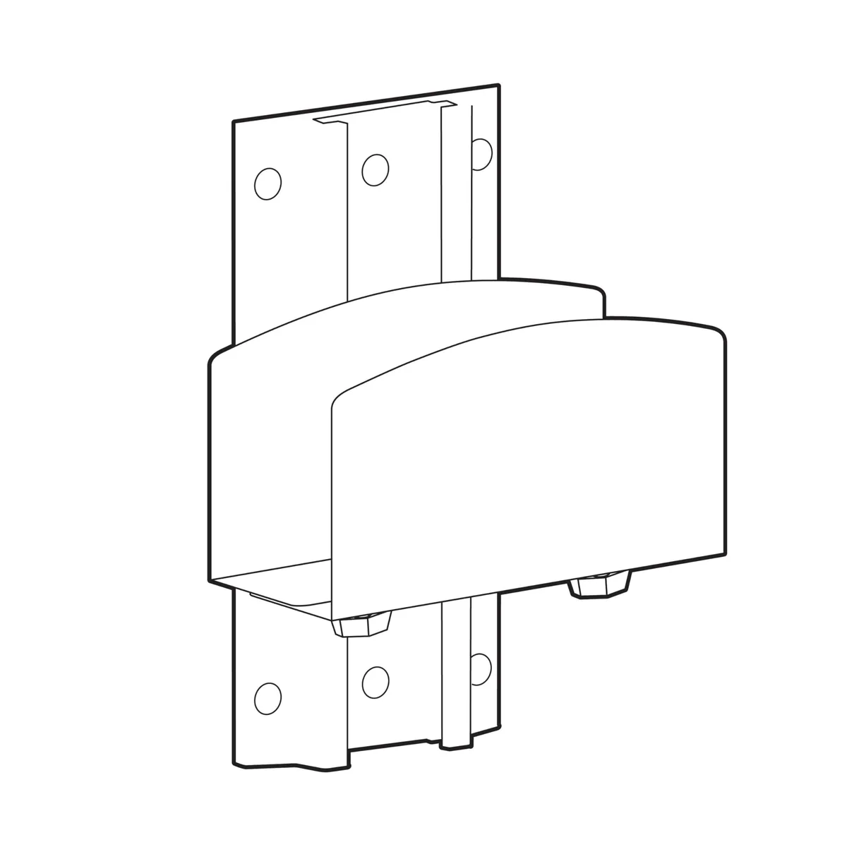 Dark-gray metal bracket for mounting a small PC on an LX Pro wall arm