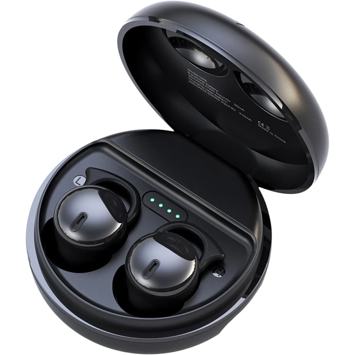Tiny black in-ear earbuds with soft silicone tips