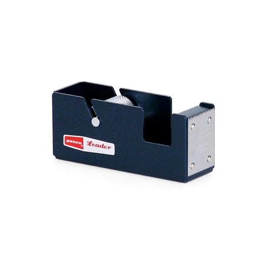 Navy blue steel desktop tape dispenser, wall-mountable