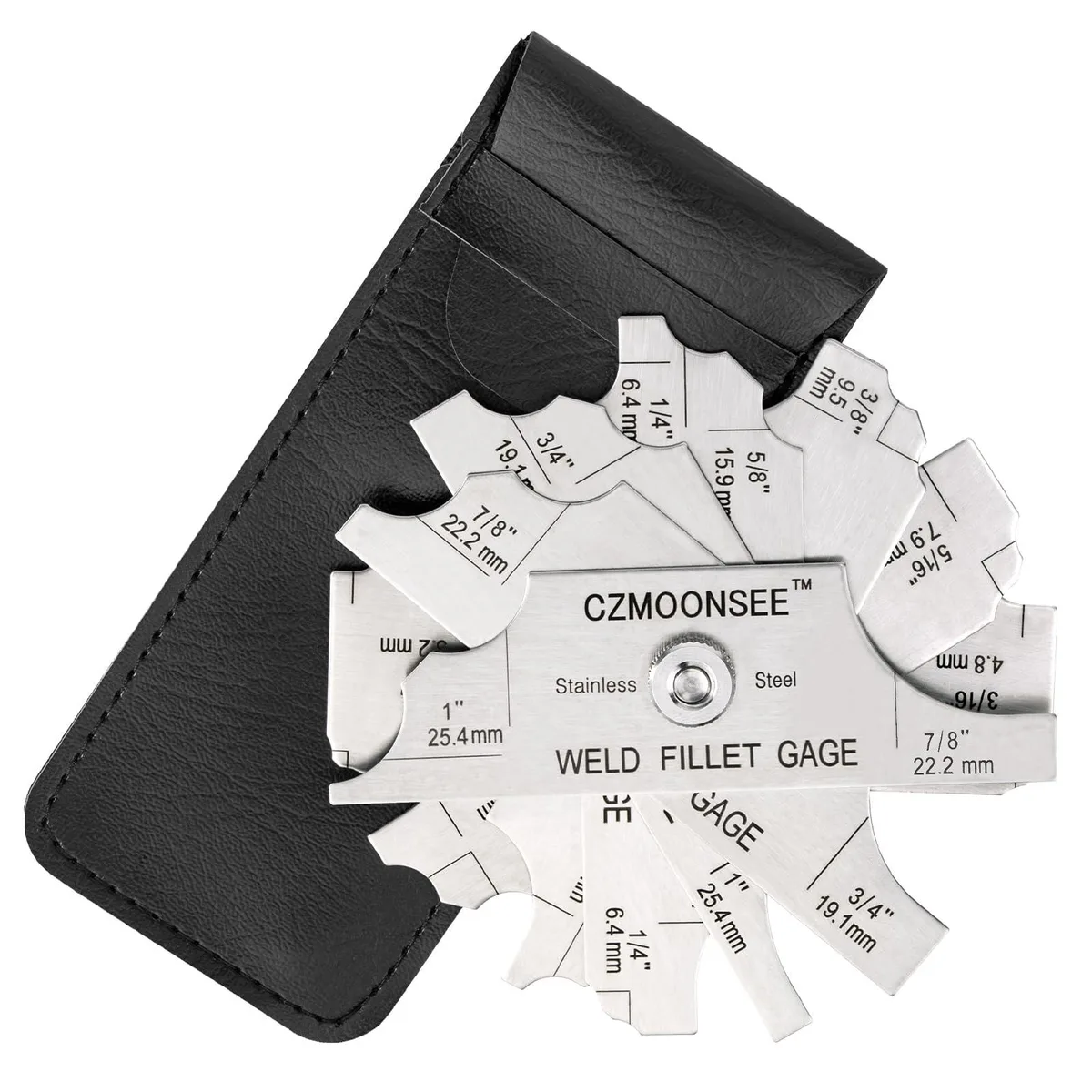  Stainless Steel MG-11 7 Piece Fillet Weld Gauge Inch/Metric Convex Type — product photo