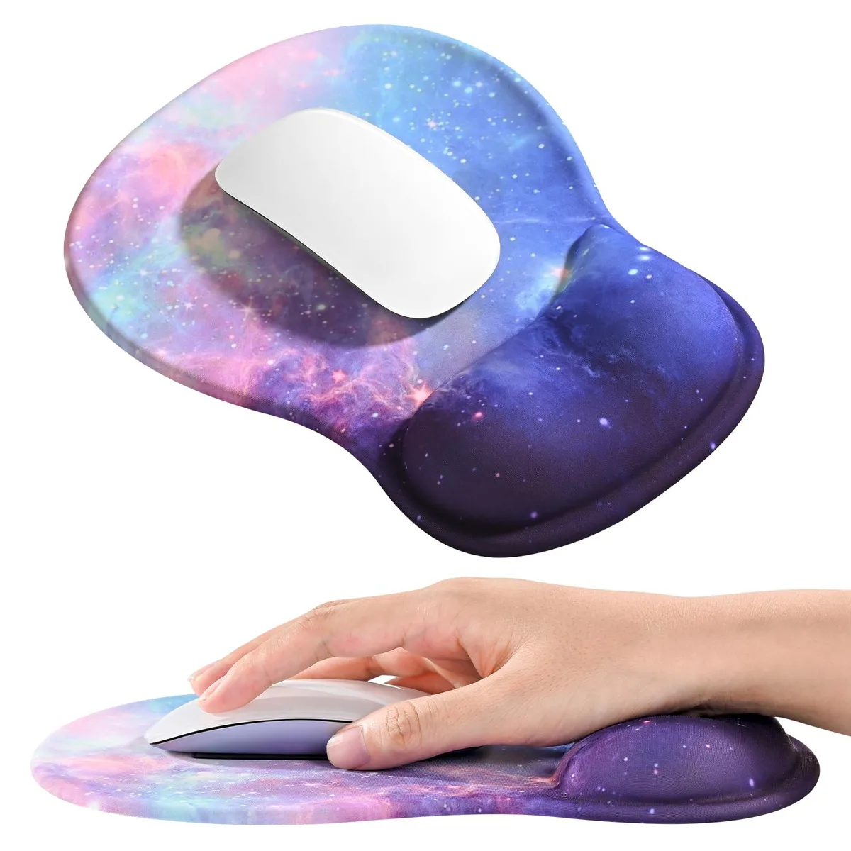  EooCoo Ergonomic Mouse Pad Gel Wrist Rest Concave Galaxy Purple 10.2x7.5in 1.2in — product photo