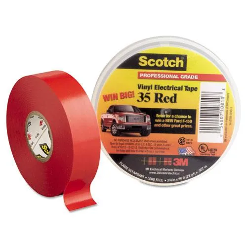 Red vinyl electrical tape roll 3/4 inch wide 66 feet long