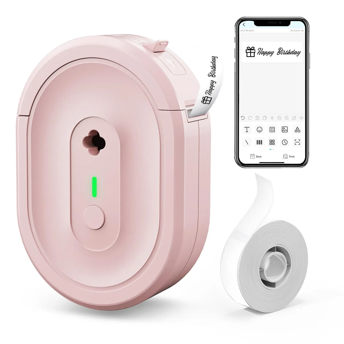  HKHKPI N12 Label Maker Portable Bluetooth Pink 1.25x3.03x4.29 in — product photo