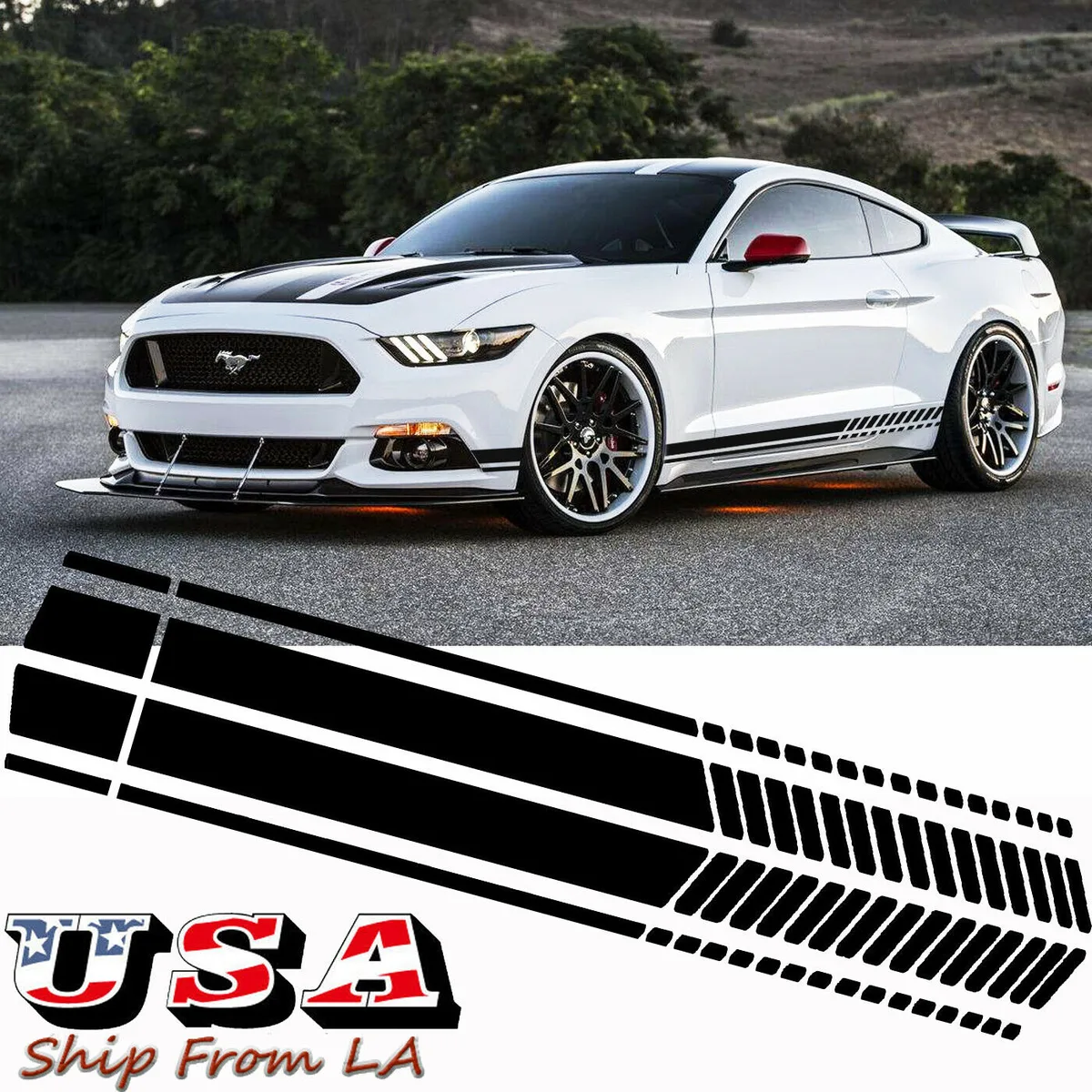 SIMPLEX TECHNOLOGY CO., LIMITED SIMPLEX TECHNOLOGY CO., LIMITED 2pcs Black Racing Stripe Vinyl Decal 4.5" x 85" Exterior Care — product photo