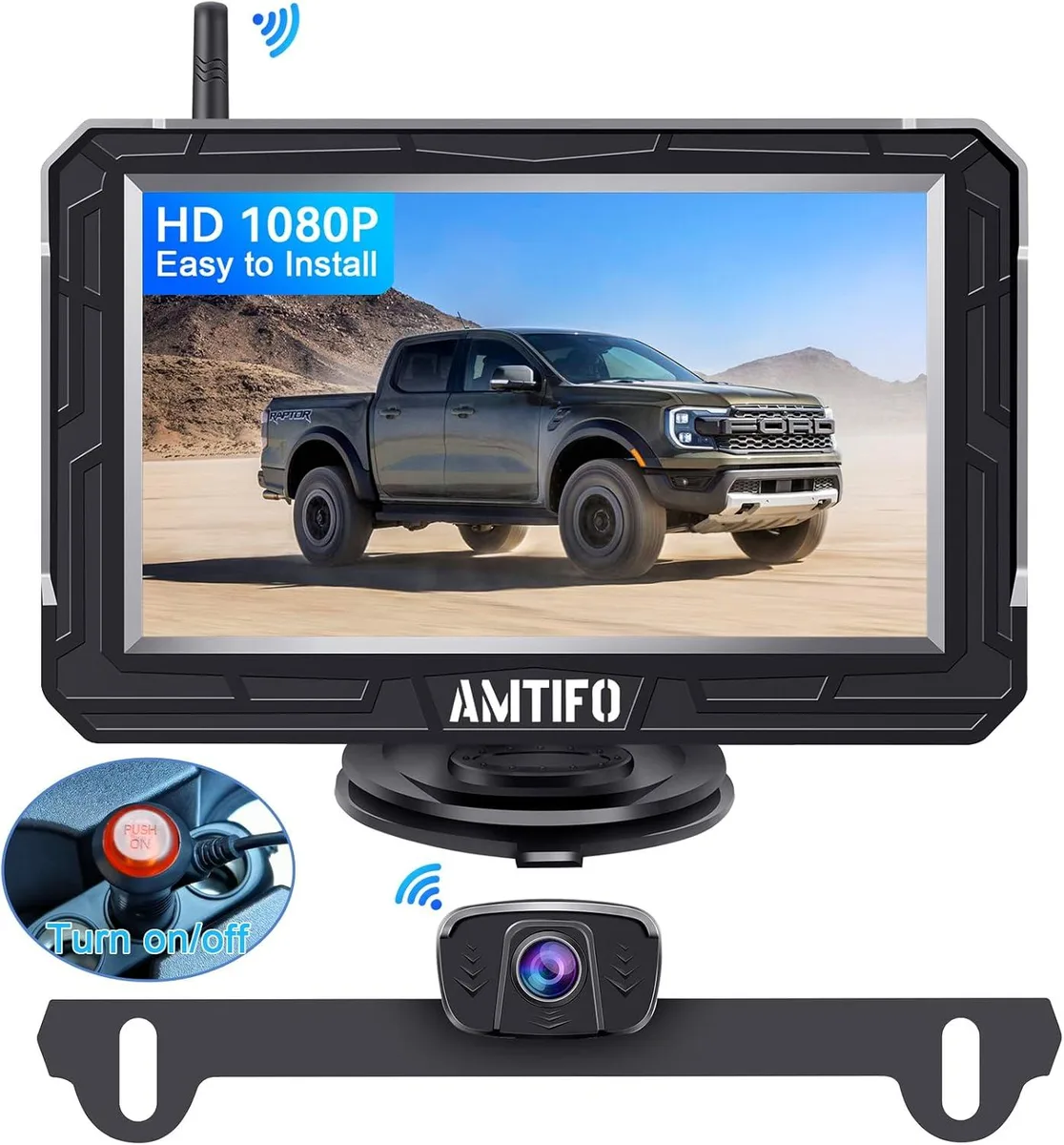 WUQ WUQ Wireless Backup Camera System 4.3 Inch Monitor 1080P IP67 170 Degree A18 — product photo
