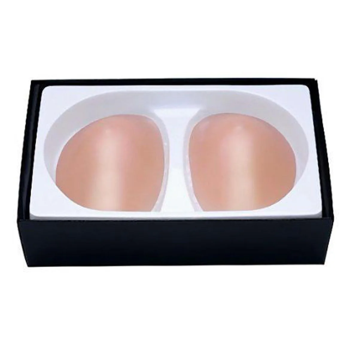 Pair of nude silicone breast enhancers, one size, soft natural shape, worn inside bra