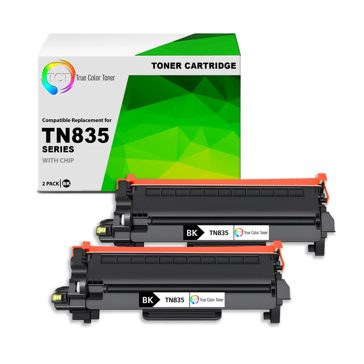 TCT TCT TN835 Black Toner Cartridge 2 Pack 5000 Pages — product photo