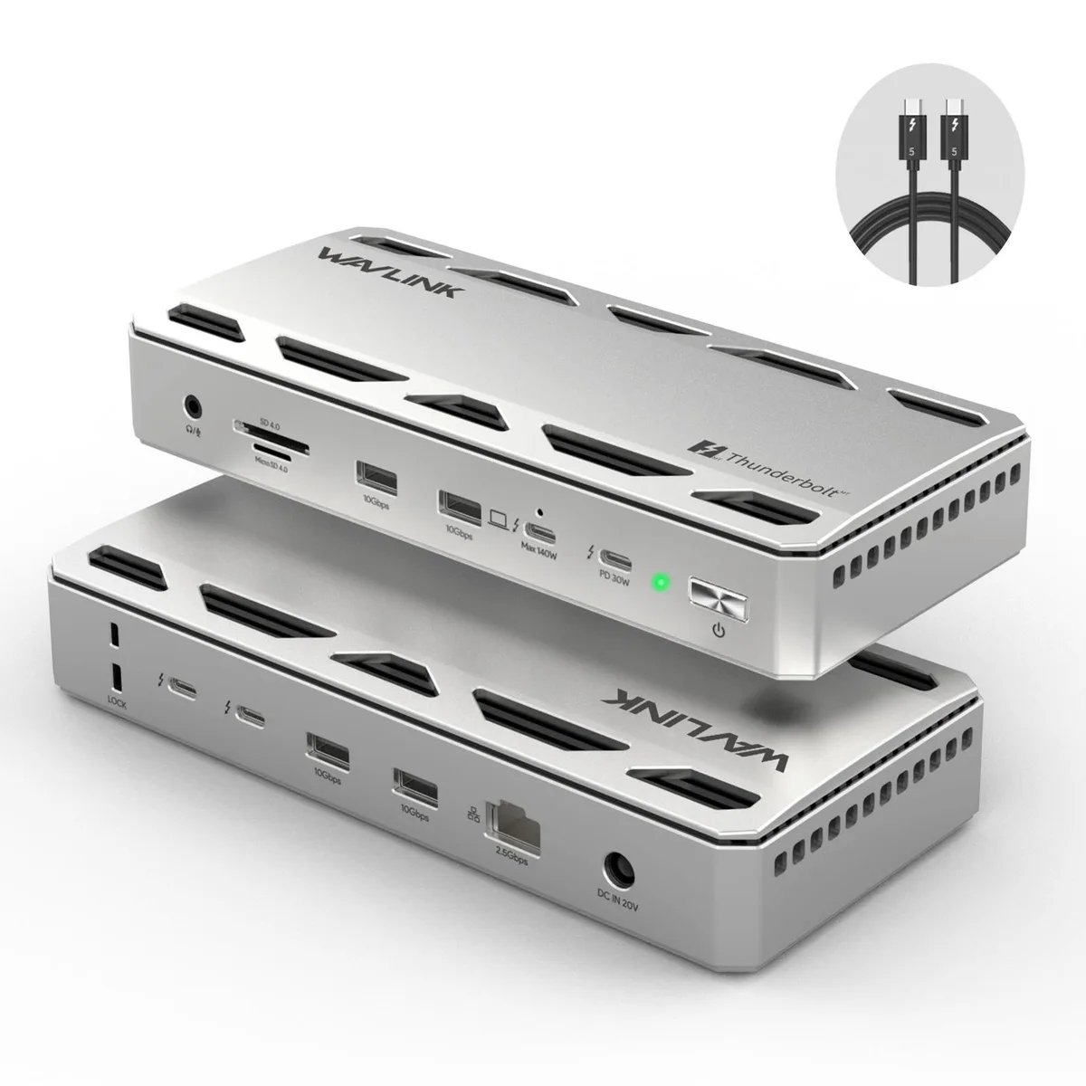 Wavlink Wavlink WL-UTD58-A Thunderbolt 5 Docking Station 140W 120Gbps 3x TB5 Downstream 4x USB-A 10Gbps 2.5G Ethernet — product photo