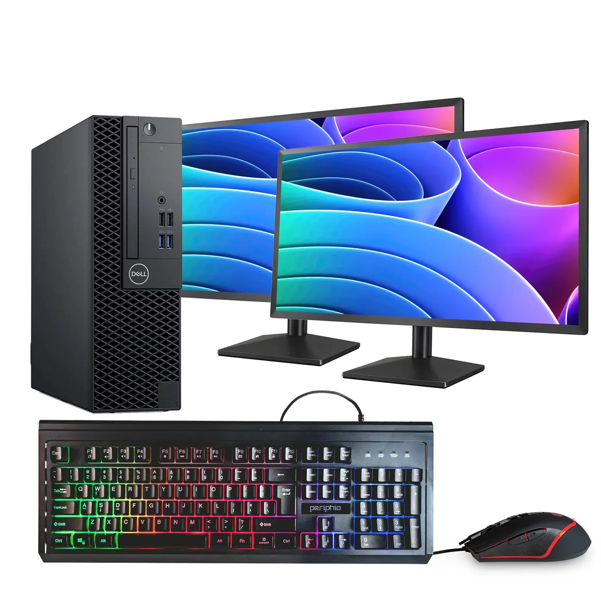 DELL DELL OptiPlex 3060 Desktop PC i5-8500 16GB DDR3 500GB SSD 2x 24" Monitors Windows 11 Pro — product photo