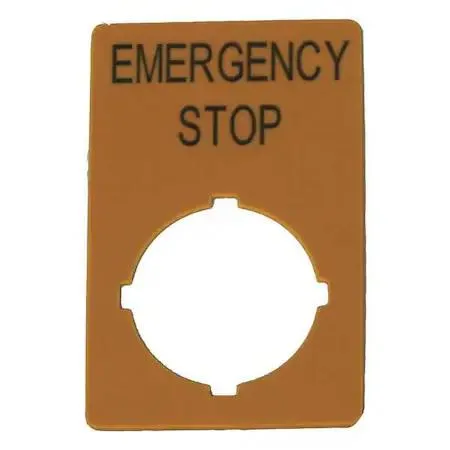 Eaton Eaton M22-XZK-GB99 Legend Plate Emergency Stop Black/Yellow Rectangle — product photo