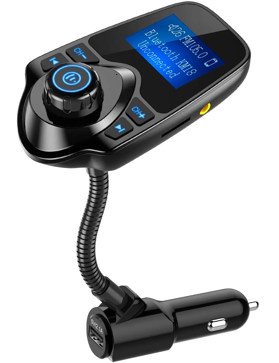  Scosche KM18 Bluetooth 5.4 Car Adapter 1.44" LCD Gooseneck — product photo
