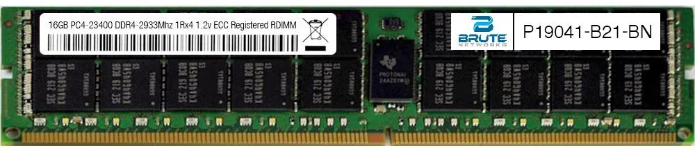 Brute Networks Brute Networks P19041-B21 HP Compatible 16GB DDR4-2933 ECC Registered RDIMM 1Rx4 1.2V — product photo