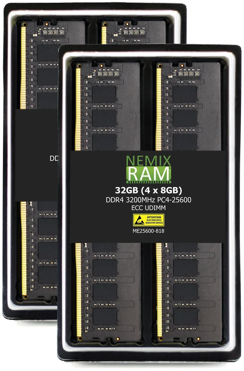 NEMIX RAM NEMIX RAM 32GB (4x8GB) DDR4 3200 ECC Unbuffered UDIMM Kit — product photo