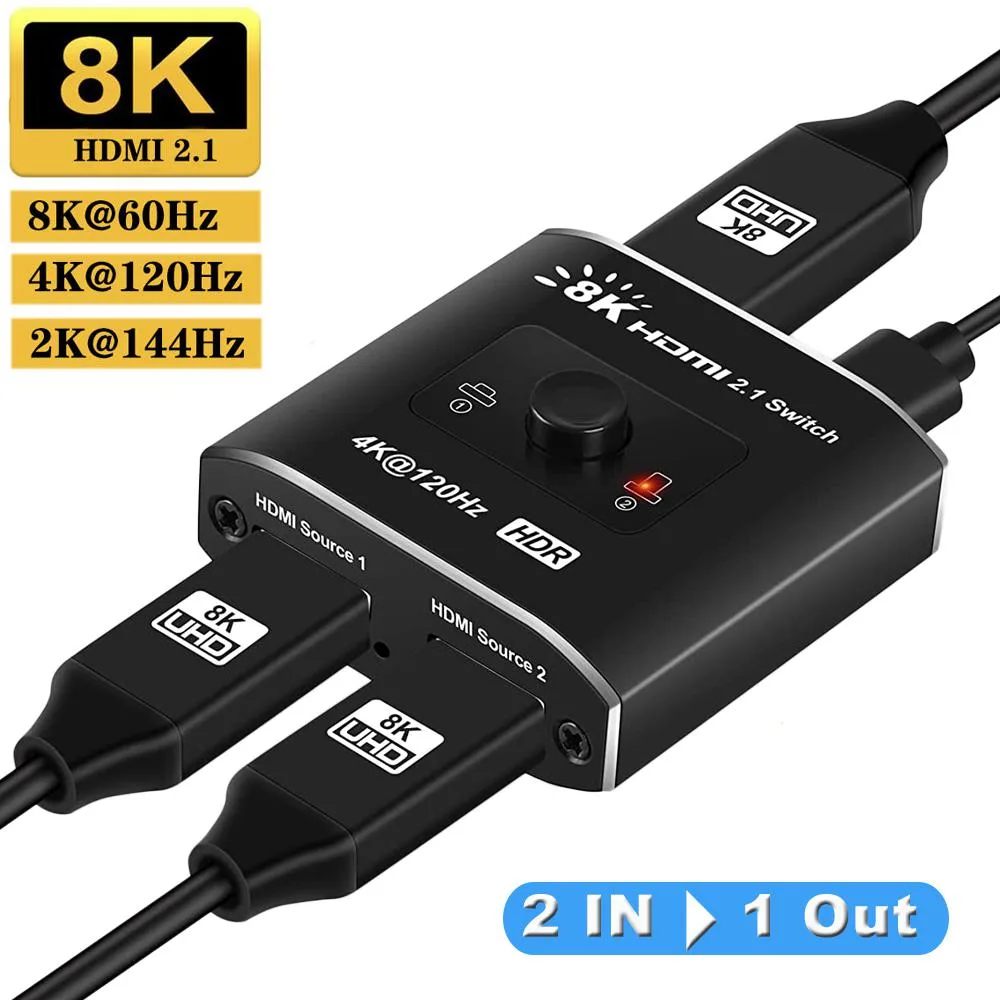 ESTONE ESTONE OZ8Q2B HDMI 2.1 video switch 2 in 1 out 8K@60Hz 4K@120Hz 48Gbps — product photo