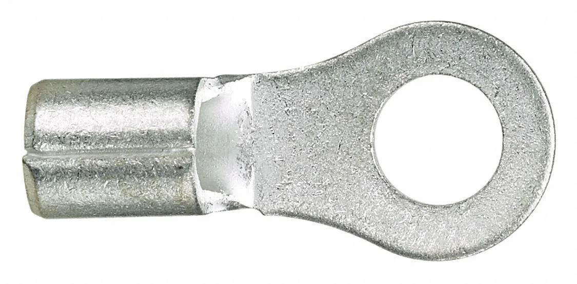 Bare copper ring terminals, #6 stud, pack of 100