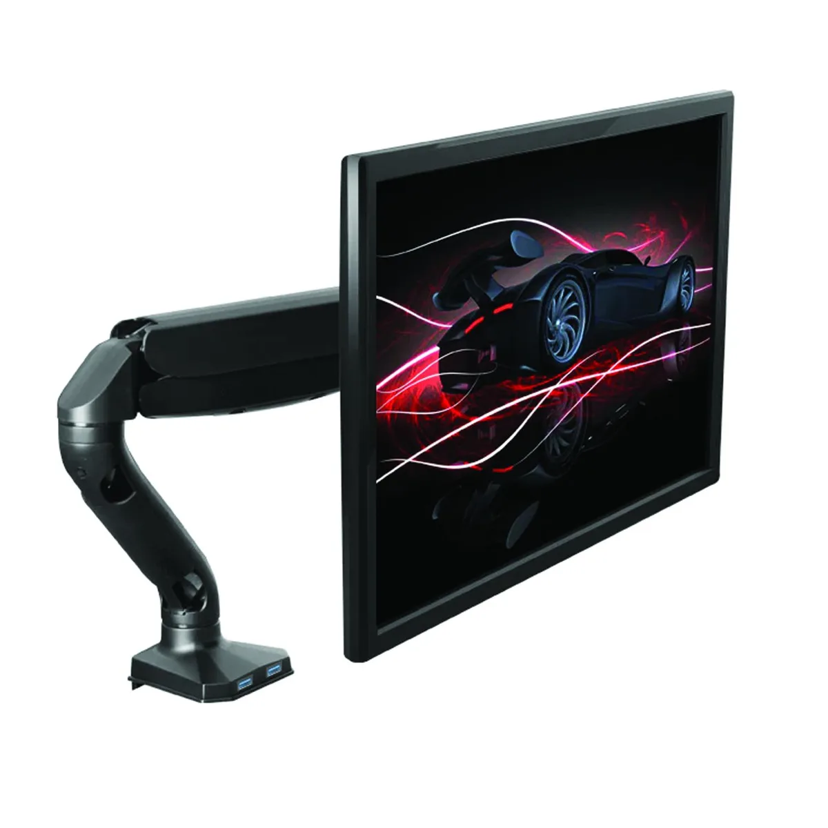 Uncaged Ergonomics Uncaged Ergonomics Single Monitor Arm 2 USB Ports Black — product photo