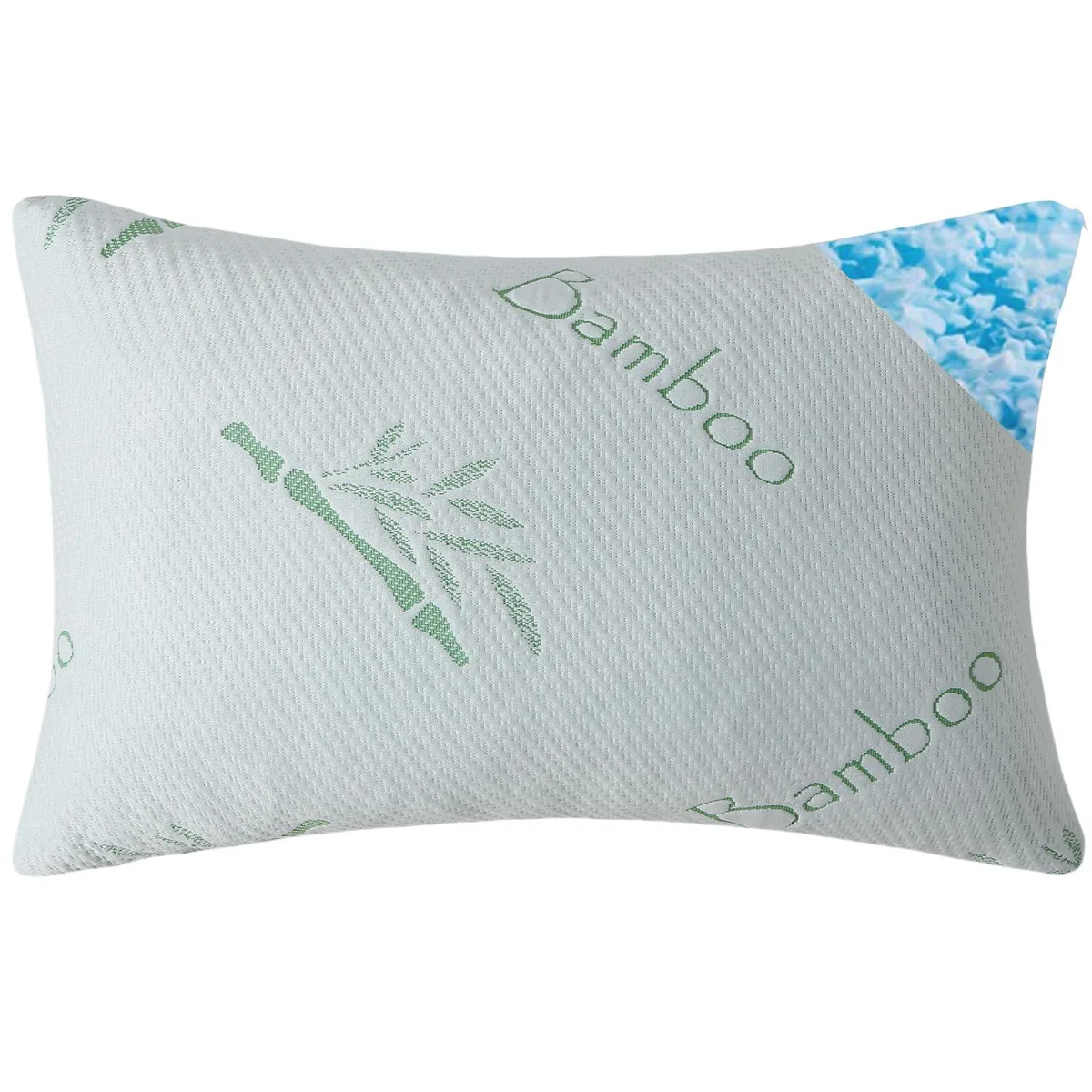 White queen size shredded memory foam pillow with zippered cover 20 x 30 inch