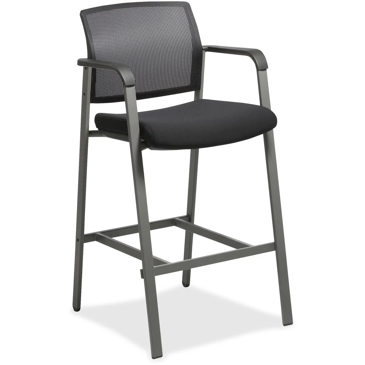 Lorell Lorell LLR30954 Mesh Back Guest Stool Black 23-5/8x22-78x42-7/8 office furniture — product photo