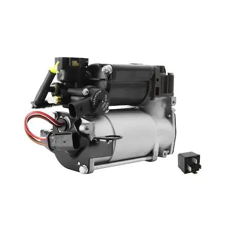 Silver cylindrical air suspension compressor with mounting brackets