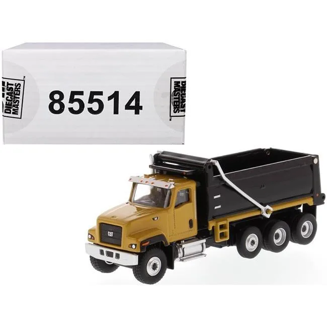 DieCast Masters DieCast Masters CAT CT681 Dump Truck Yellow Black High Line 1/87 Scale Vehicle — product photo