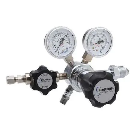 Chrome-plated brass oxygen regulator with two-inch gauges and CGA-540 inlet