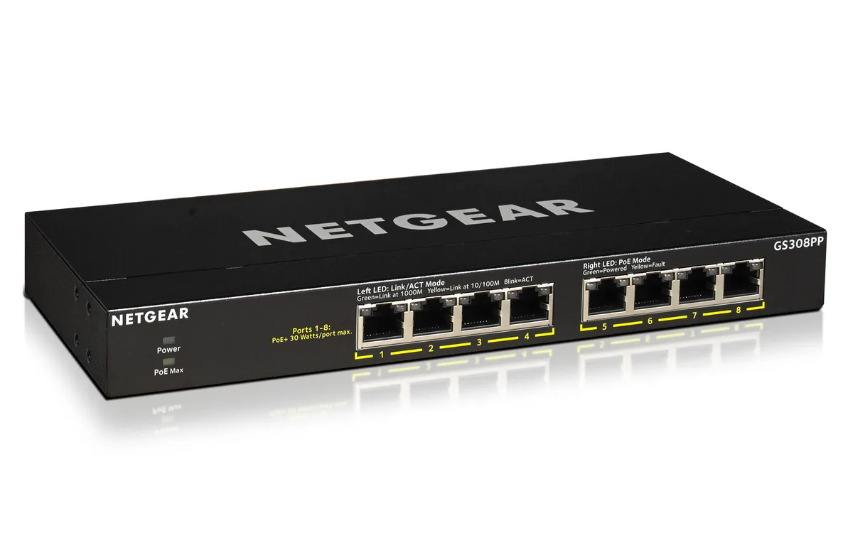 Netgear Inc. Netgear Inc. GS308PP-100NAS 8-port Gigabit PoE+ network switch 83W — product photo