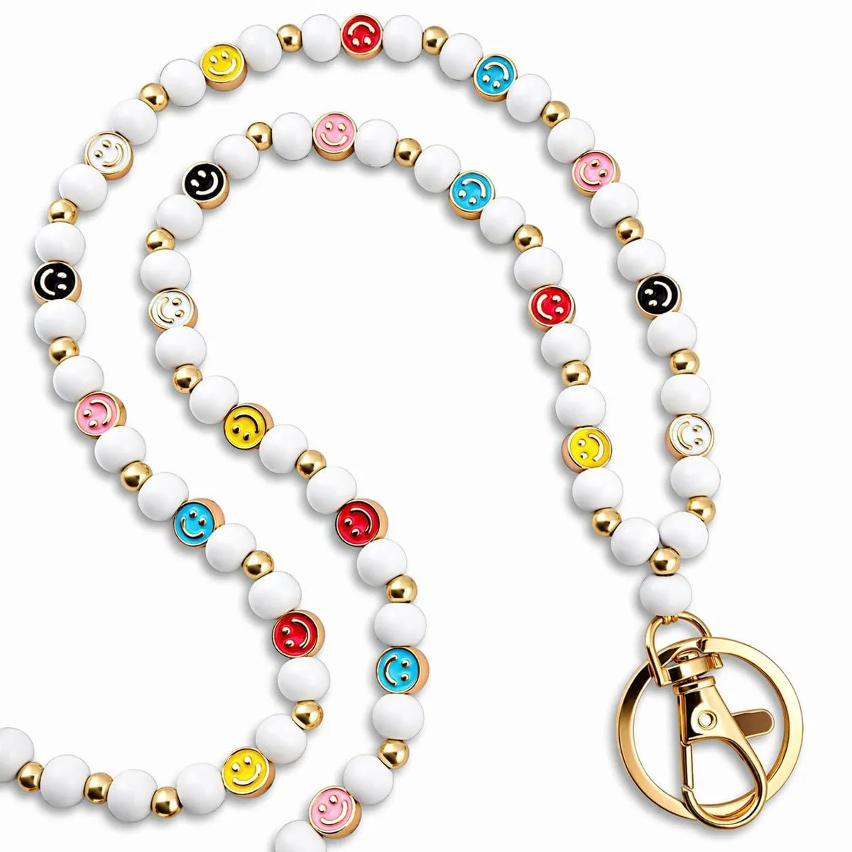 MyfavoriteK Neckwear 18 in White Wood Metal Beads — product photo