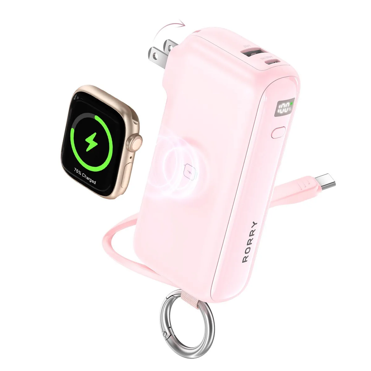 RORRY CB4-10000 10000mAh 40W Power Bank Petal Pink — product photo