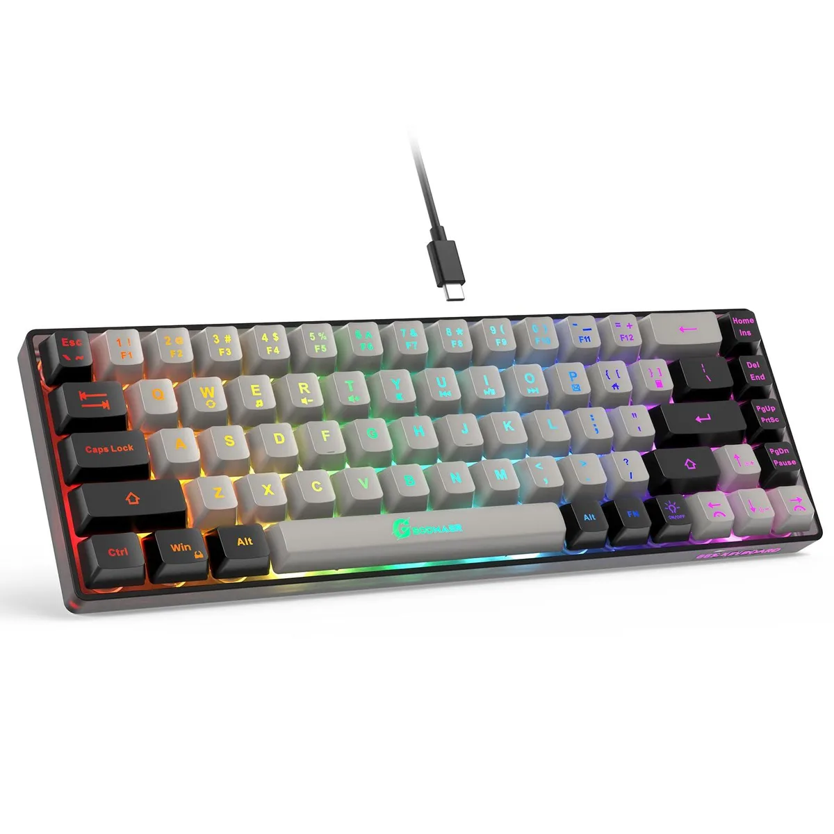  GE GM68 65% 68-Key Membrane Gaming Keyboard Grey Black — product photo