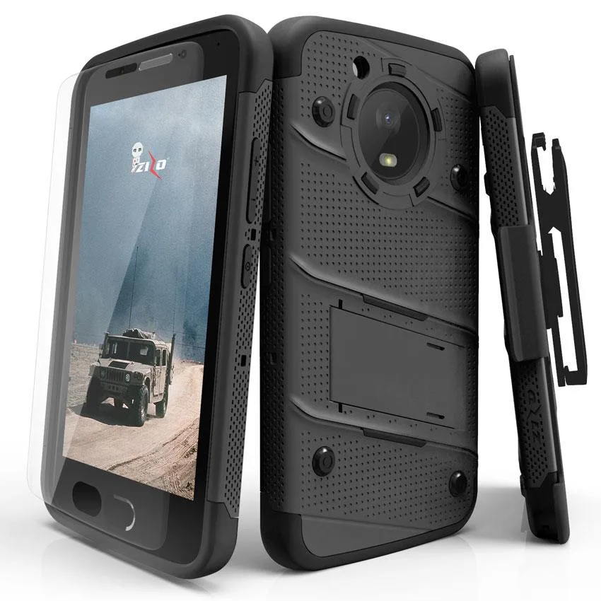 Zizo Zizo BOLT Series Case for Motorola Moto E4 Black 12 ft Military Grade 810.1-G Holster — product photo