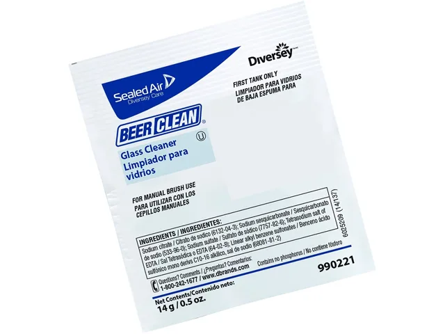 Diversey Diversey 990221 Beer Clean Glass Cleaner Powder .5oz 100 Packets — product photo