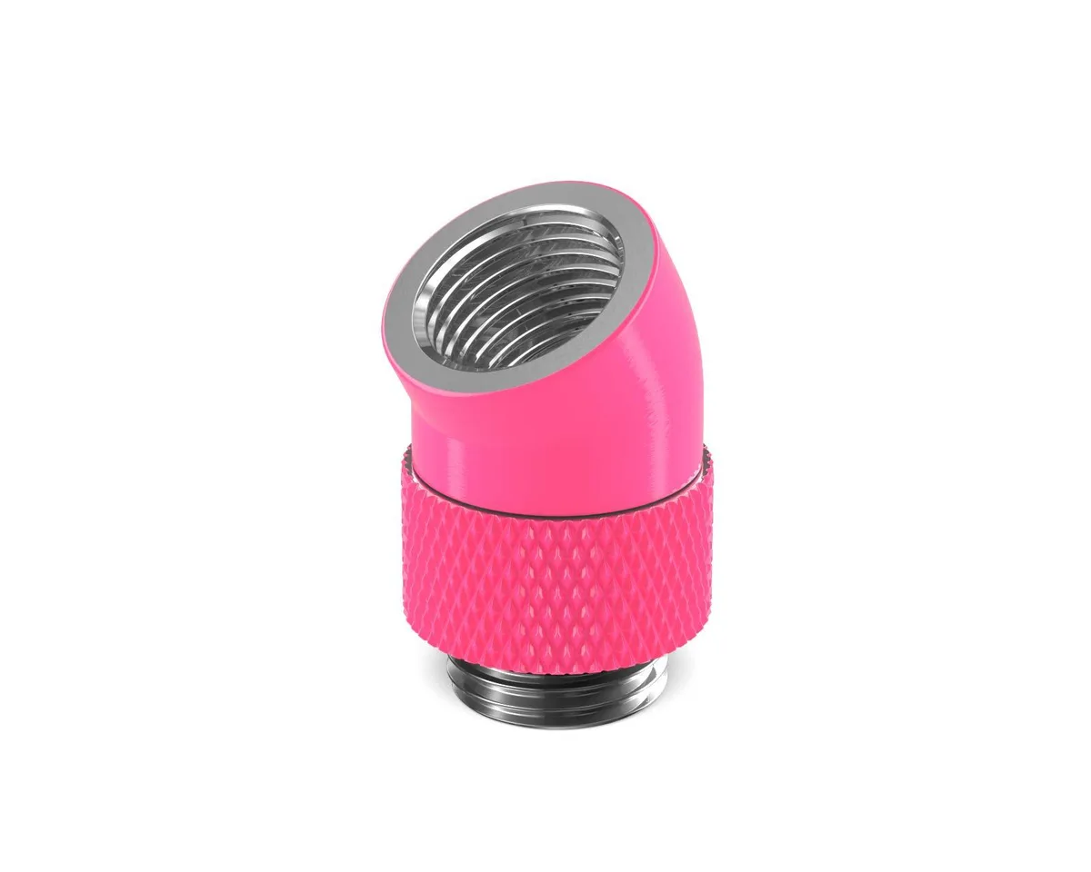 PrimoChill PrimoChill G1/4 30 Degree Rotary Elbow Fitting UV Pink — product photo