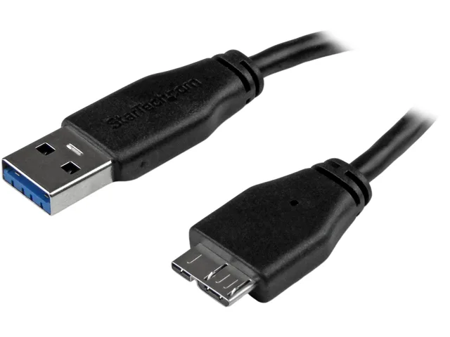 Short 15cm black USB 3.0 Type A to Micro B cable, moulded connectors
