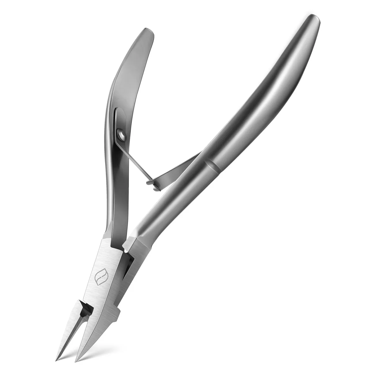 Silver stainless steel toenail clipper with ultra-slim 16mm straight blade