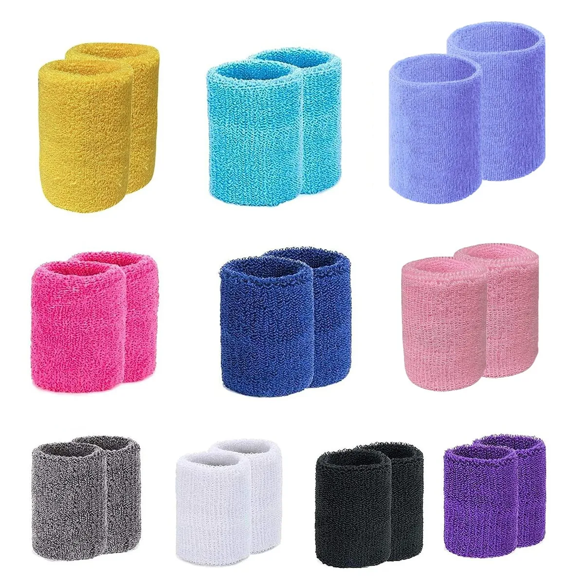 Magicorange 10 Pair Cotton Wrist Sweatbands Colorful — product photo