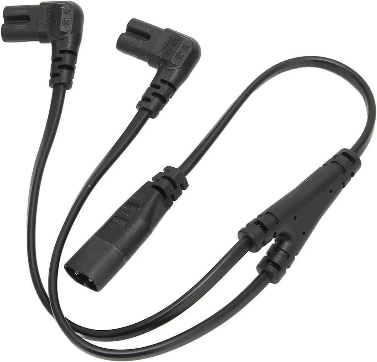 TeKit TeKit IEC C8 to 2×C7 90° Y Splitter 1ft 18AWG 10A 125V — product photo