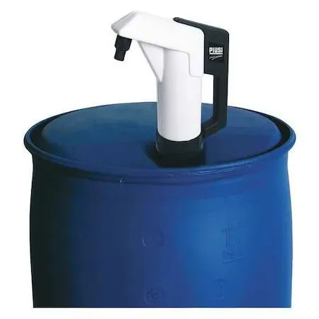 Piusi hand drum pump with 10 ft PVC hose and polypropylene piston