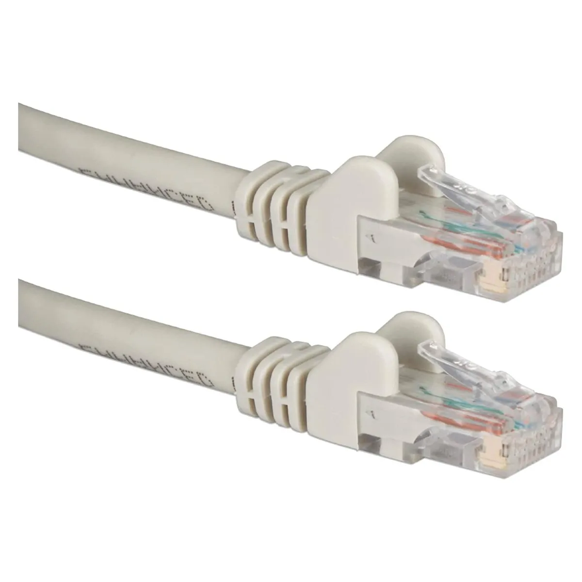 White stranded Cat6 Ethernet cable three feet long with moulded snagless boots