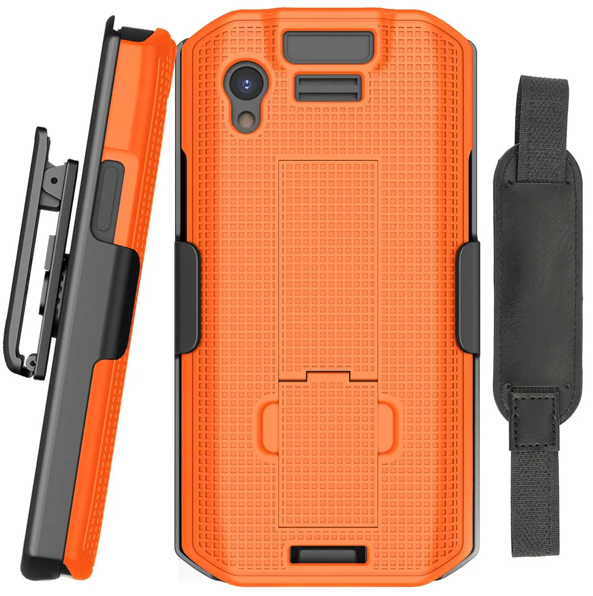 Nakedcellphone Nakedcellphone Kickstand Case + Hand Strap + Belt Clip Holster for Zebra TC21 TC26 Orange — product photo