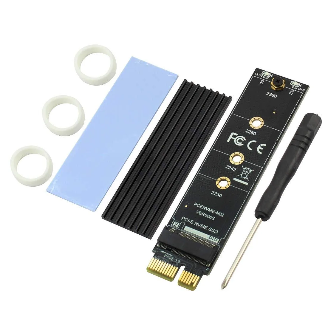Vszerda Vszerda PCI-E 3.0 x1 to M.2 M-Key NVMe Adapter with Black Heatsink — product photo