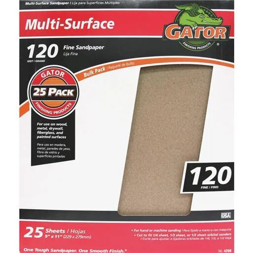 Ali Indistries Inc Ali Industries Inc 4208 120 Grit Sandpaper 9x11 25 Sheets — product photo