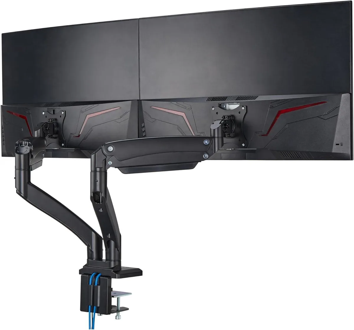 PISKEKAT PISKEKAT Dual Monitor Arm 13-43" 44lbs Gas Spring USB 3.0 C-Clamp Grommet — product photo
