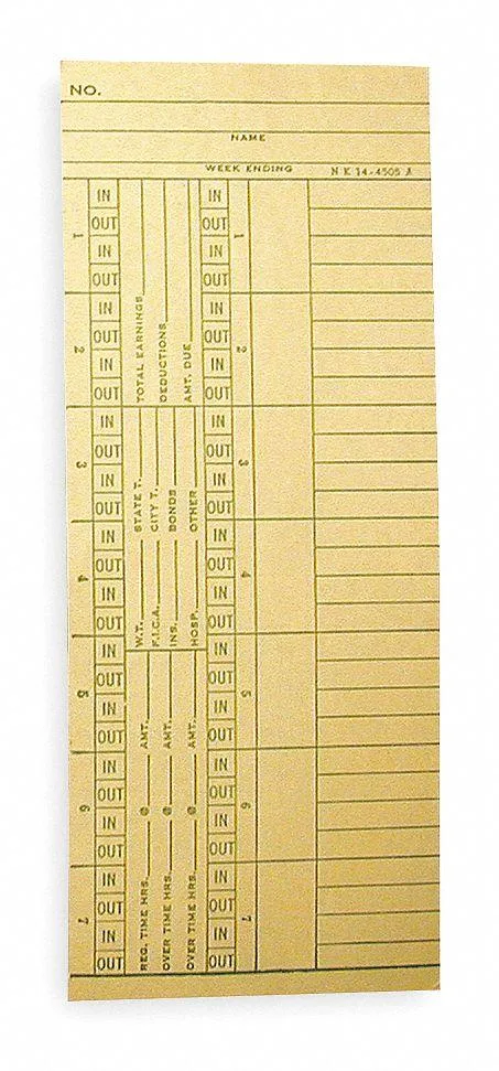 Amano Amano NK14-4505A Double-Sided Time Cards PK1000 — product photo