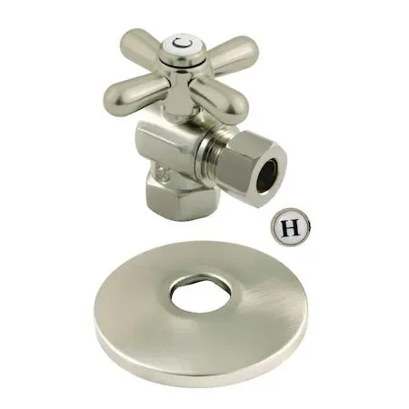 Brass quarter-turn angle stop valve with cross handle