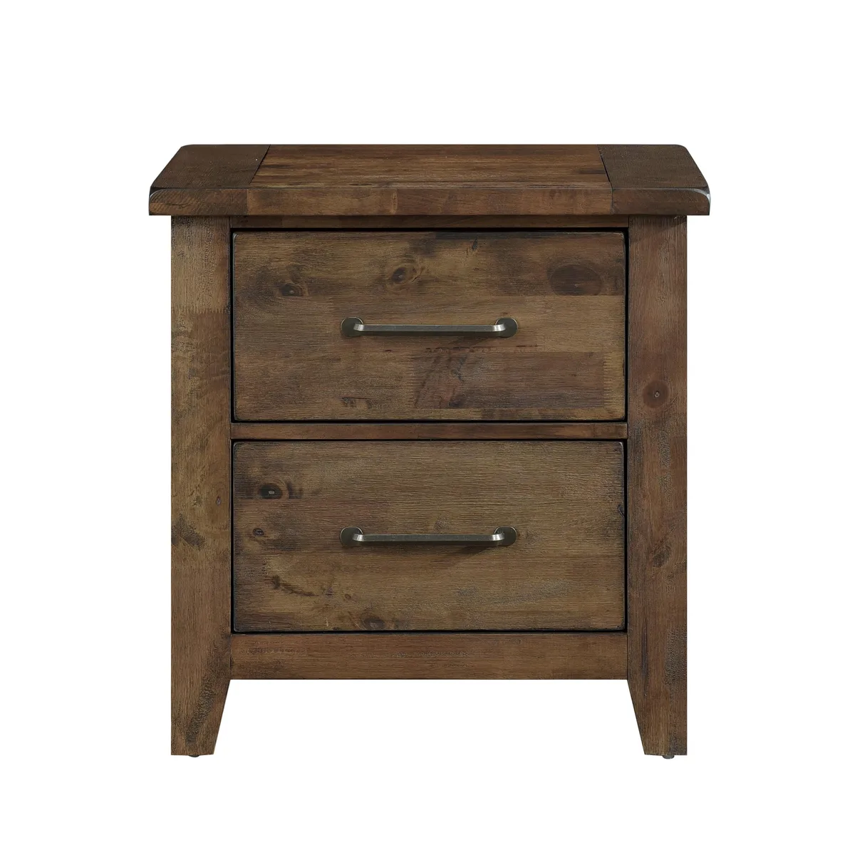 tuphen tuphen Nightstand Burnished Brown Solid Rubberwood 2 Drawers 26x17.75x27.25in — product photo