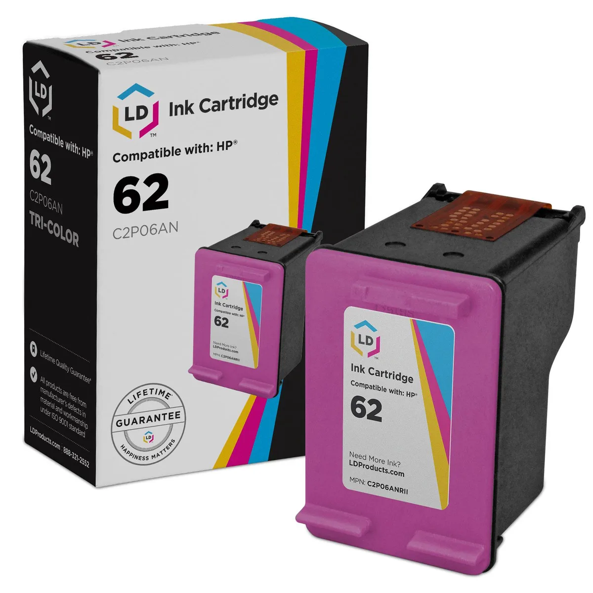 LD Products LD Products HP 62 C2P06AN Color Ink Cartridge 165 Pages — product photo