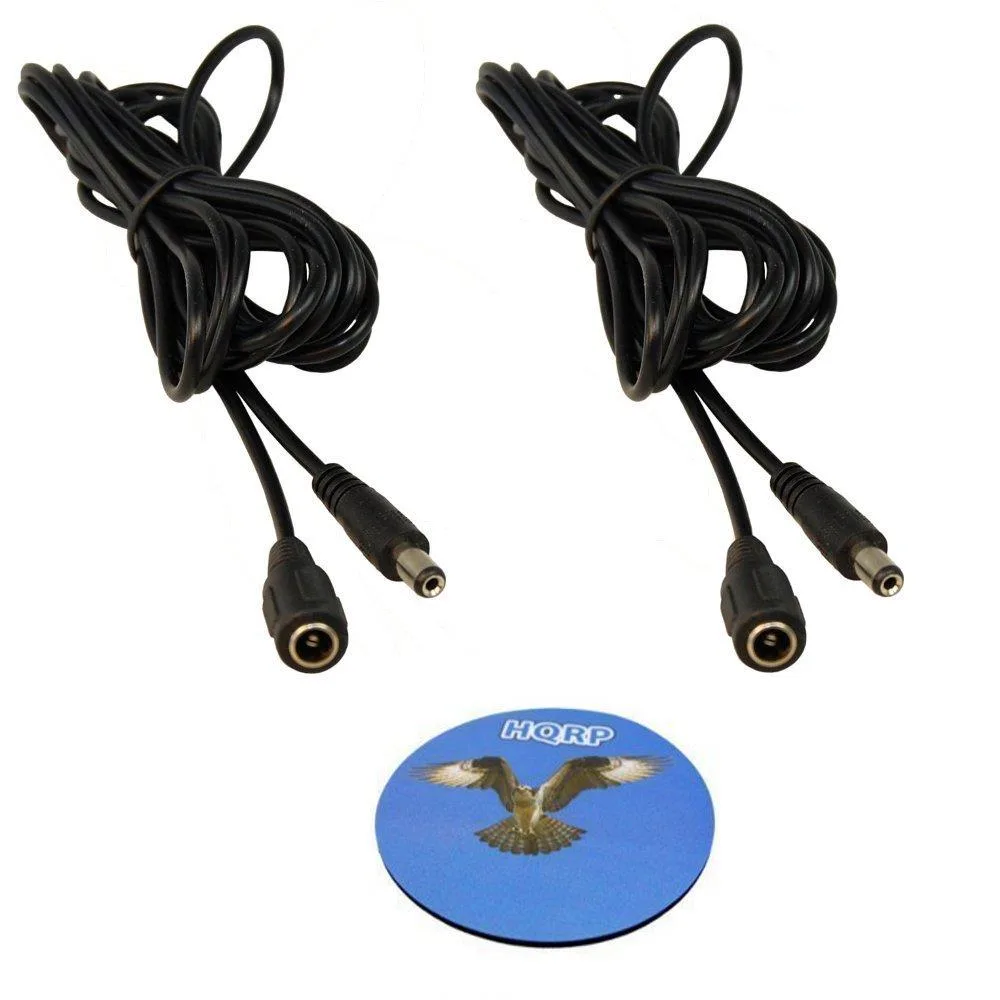 HQRP HQRP 2-Pack 10 ft 2.1mm x 5.5mm DC Power Extension Cable + Coaster — product photo